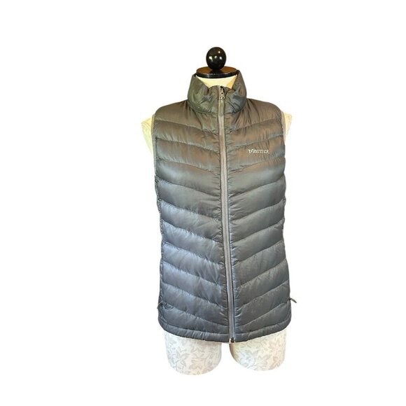 MARMOT Dark Gray 800 Fill Down Puffer Vest Lightweight Quilted Women's Size S - Picture 1 of 13